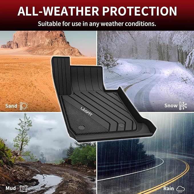 LASFIT Floor Mats for BMW 3 Series 2012-2018 320i 328d 328i 330e 330i 335i 340i M3 RWD & Sedan Only(Not for 335is, X-Drive, GT), All Weather TPE Custom Fit Car Liners 1st & 2nd Row Mat, Black