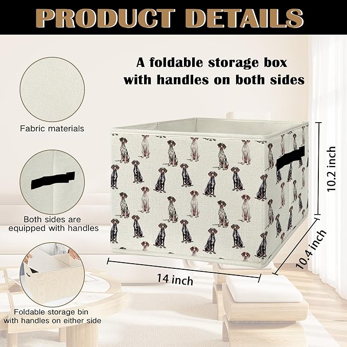 German Shorthaired Pointer Gifts Storage Bins & Boxes with Handles,Dog Foldable Basket for Organizing Dog Lovers Collapsible 