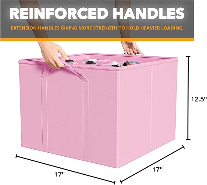 SpaceAid Shoe Organizer for Closet, 2 Pack Foldable Shoe Storage Containers Baskets Boxes Bins w/Adjustable Dividers, Fits 16