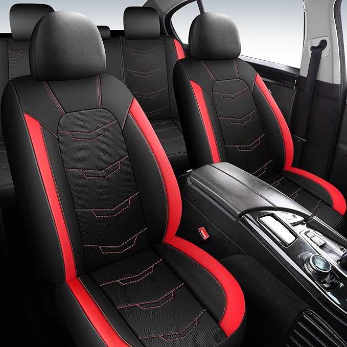 Car Seat Covers Full Set,Leather Seat Covers,Breathable and Sporty Car Seat Cover,Universal Fit Anti-Slip Seat Covers for SUV