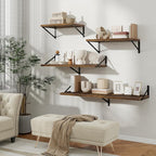 Floating Shelves, 12 Inch Deep Rustic Wood Wall Storage, 24W x 12D Wall Shelves Set of 2, Heavy Duty Metal Brackets, Large In