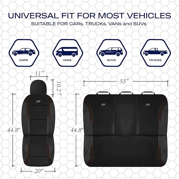 Skechers Memory Foam Car Seat Covers, Air Cool Mesh Thick Seat Covers, Car Seat Full Sets Airbag Compatible, Automotive Comfo