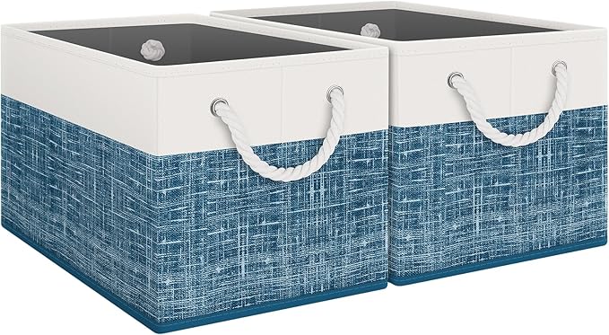 Fab totes Storage Bins [2-Pack], Foldable Storage Baskets for Organizing Toys, Books, Shelves, Closet, Large Storage Box with