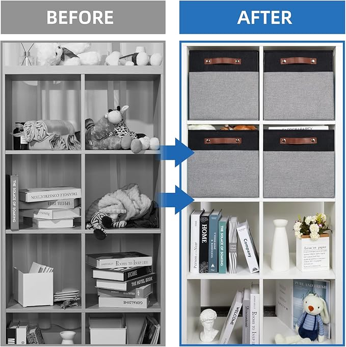 Temary Fabric Cube Storage Bins 12 Inch Decorative Storage Cubes Baskets 4 Pack Foldable Cube Storage Bins for Closet, Shelve