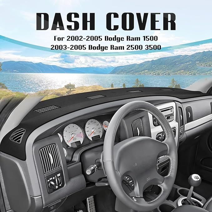 FIILINES Dash Cover for Dodge Ram 1500 2002-2005, Dodge Ram 2500 3500 2003-2005, Dashboard Mat Accessories Dash Cover Sunshad