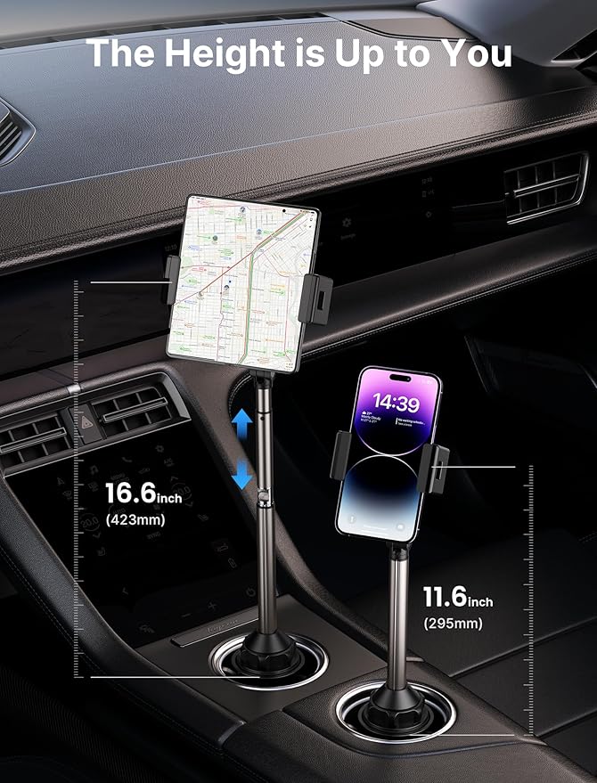 JSAUX Cup Holder Universal Mount for Foldable Phone, Car Truck Cradle Compatible With iPad Mini, Samsung Galaxy Z Fold 6/5/4,