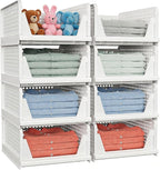 4 Pack Stackable Closet Storage Basket - Stackable Storage Bins, Multifunctional & Foldable Closet Organizer Divided, Wardrob