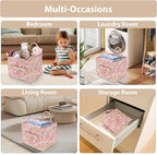 Storage Basket Boho Fabric Large Collapsible Floral Laundry Nursery Hamper Portable Folding Storage for Clothes Toys (Yellow)