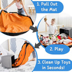 XL Toy Storage Organizer with Play Mat - Storage Bag/Box for Kids, Boys, Girls, Nursery, Playroom - Basket for Building Brick