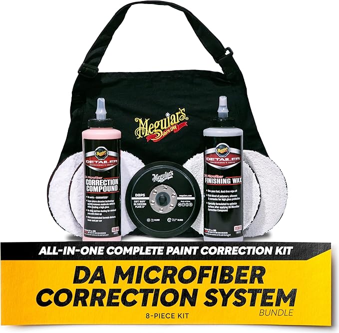 Meguiar's DA Microfiber Correction System 5" Starter Car Detailing Kit, Complete Paint Correction Kit with Cutting Discs, Backing Plate, Correction Compound, Finishing Wax, and More