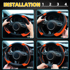 Xizopucy Orange Steering Wheel Cover Microfiber Leather Sporty Car Accessories for Men and Women,Breathable Non-Slip Universa