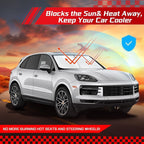 ARISMOTOR Windshield Sun Shade for Porsche Cayenne 2019-2025, Custom Fit Foldable Front Window Sunshade Sun Visor Protector, Block UV Rays Keep Your Car Cooler