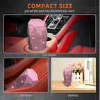 NBTEPEM 2 PCS Bling Car Trash Can with Lid, Bling Car Accessories Trash Bin, Leakproof Auto Garbage Can with 60 Trash Bags, Multipurpose Organizers and Storage for Home, Office (Pink Diamond)