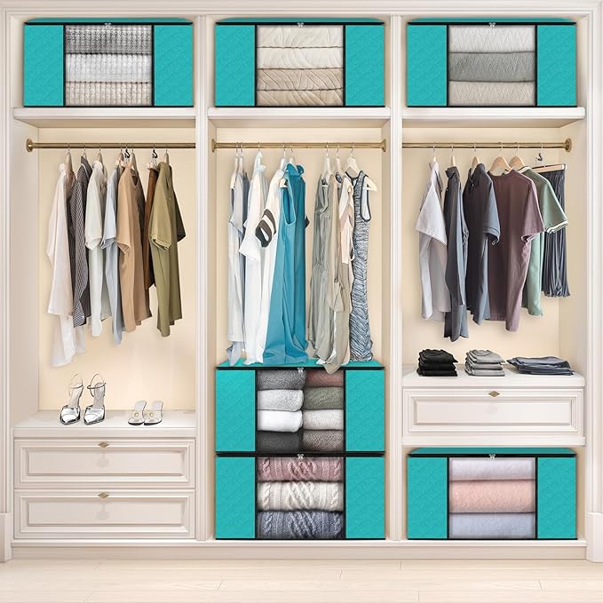 Fab totes Storage Bags,Clothes Blanket Storage Bins Foldable Closet Organizers with Reinforced Handle for Home Dorm Storage a