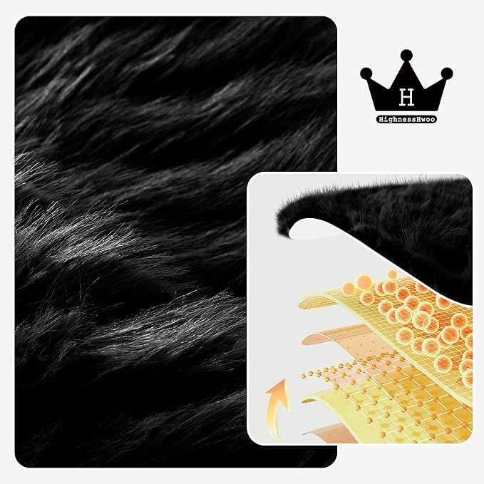 Fuzzy Winter Steering Wheel Cover for Women, Warm Cute Fluffy Car Wheel Cover for Sedan, SUV, Soft Furry Girly Plush Car Handle Cover for Cold Weather, 14.75-15.15in, Black