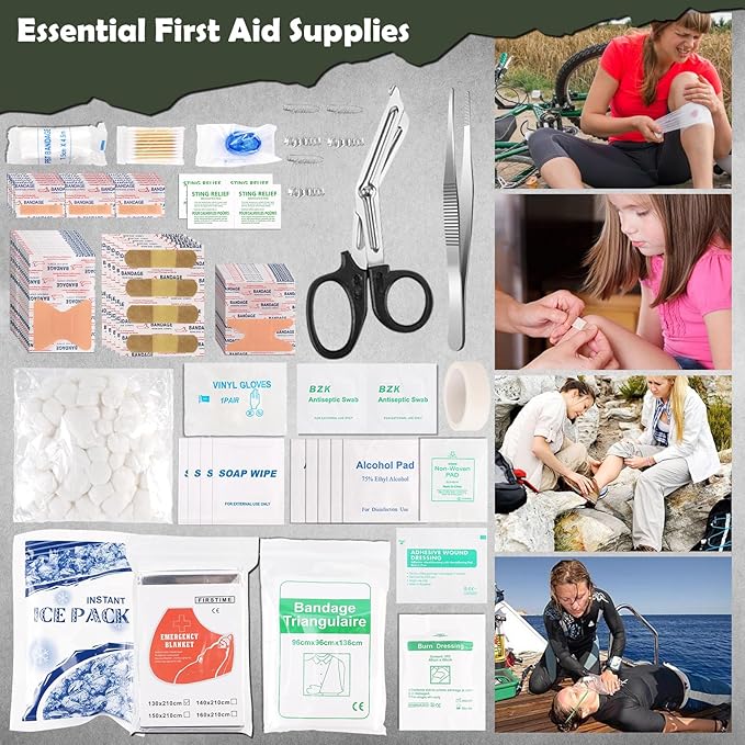 320 PCS Survival Kits First Aid Kit, Gifts for Men Christmas Him Dad, Survival Gear and Equipment with Tactical Molle Pouch f
