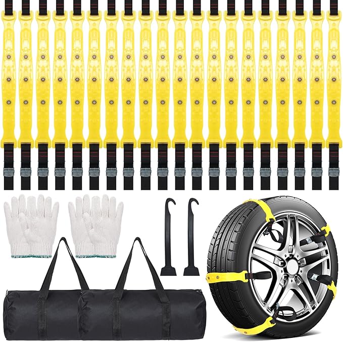20 Pcs Anti Slip Snow Chains for Tire Emergency Universal Adjustable Mud Ice Sand Tire Chains for Car Suv Truck Lawn Winter S