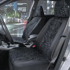 BDK Black Leopard Car Seat Covers for Front Seats, Animal Print Front Seat Cover Set with Matching Headrest, Sideless Design 