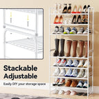 Shoe Rack Metal, Closet Shoe Organizer 4 Tier, Stackable & Adjustable, White