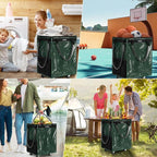 (Medium, Green) Reusable Grocery Bag on 4 Wheels, Foldable Rolling Tote Carries Up to 66lb Shopping Trolley, Rolling Bag with 3 Handles, Zipper Clouser Rolling Tote Bag with Wheels for Laundry
