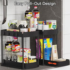 Ukeetap 2 Pack Multi-Purpose Pull-Out Storage Organizers, Under Sink Organizers and Storage for Bathroom & Kitchen, Under Cab