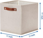 Temary 11x11 Storage Cubes Fabric Storage Cubes Storage Bins with Dual Leather Handles Canvas Storage Boxes for Organizing Ho