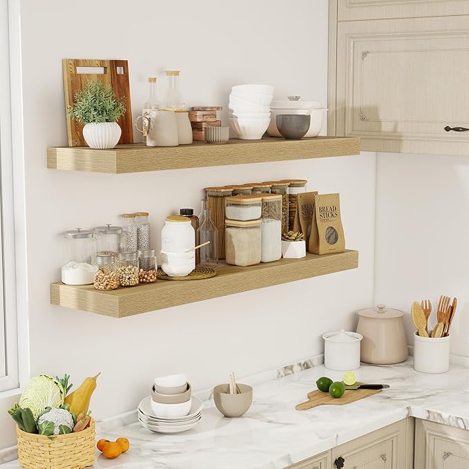 48 Inch Floating Shelves, 12" Deep Floating Shelf Wall Mounted, 48" Wall Shelves, Rustic Deep Bookshelf, Extra Deeper & Thick
