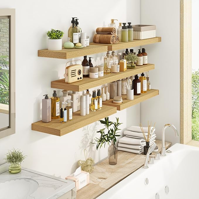 Fun Memories Floating Shelves 32 Inch Long, 9.3Inch Deep Floating Shelves for Wall, Extra Deeper & Thicker Wall Mounted Stora