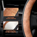 West Llama Customized Auto Car Steering Wheel Cover for Chevy Silverado 1500, 2500, 3500,14.5-15 inch (Brown - Standard Size)