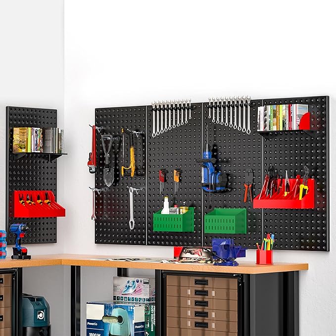 EVERHANGER Metal Pegboard Panels 24" x 12", Heavy Duty Steel Peg Boards for Garage, Pegboard Wall Organizer for Tool Storage 