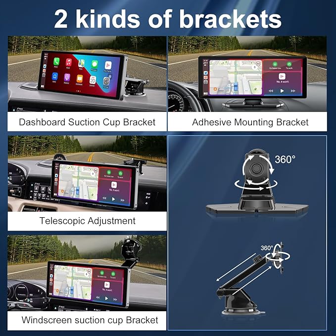 Carplay Screen for Car,10.26" HD Car Stereo for Apple Carplay & Android Auto -with Rotatable 4K Dash Cam & HD Backup Camera, 