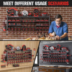 49.8" W Super Large Power Tool Organizer Wall Mount,4-Layer Heavy Duty Tool Storage with 18 Cordless Drill Holder,600 lb Capa