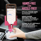 Cup Holder Phone Holder Mount for Car - Universal Adjustable Expander Cradle Hands-Free Driving - Compatible with All Smartphones Car Mount for iPhone Samsung Google Android Mobile Accessories Pink