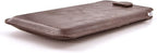 Dockem Provincial Wallet Sleeve for iPhone 11-15 Pro Max, 14-16 Plus, XS Max, 6-8 Plus (6.5/6.7 inch) – Vintage Vegan Leather Pouch Cover with 2 Card Holder Slots [Brown]