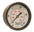 Winters 2-1/2" Dial Size, Liquid Filled Industrial Pressure Gauge, Brass Internals, Stainless Steel Case, Dual Scale 0-1,000 psi/kPa, 1.5% Acc, 1/4" NPT Back Mount, Glycerin Filled Pressure Gauge