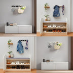 Wall Mounted Coat Hook Rack with Gold Hooks 2 Pack, Modern Wood Wall Organizer for Hanging Coats, Hats, Towels, Bags,Jackets,