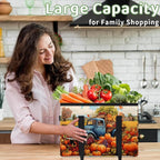 Reusable Grocery Bags Heavy Duty Shopping Bags Foldable Large Tote Bags with Long Handles & Hard Bottom