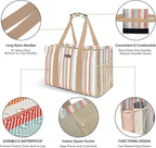 BALEINE Soft 9 Gallon Extra Large Utility Tote, Foldable Reusable Storage Bag (Color Stripe)