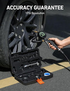 AstroAI Tire Pressure Gauge with Inflator, 100 PSI-ANSI B40.1 Accurate, Large 2.5" Easy Read Glow Dial, Heavy Duty Air Chuck and Compressor Accessories for Truck, with Case