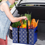 WUWEOT 4 Pack Reusable Grocery Bags, Large Shopping Box Tote, Foldable Washable Storage Bins with Reinforced Bottom Heavy Duty Handles for Fruit Vegetable Clothes Toys and Picnic