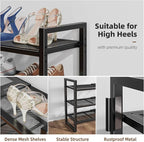 Simple Trending 3-Tier Expandable Shoe Rack, Adjustable & Stackable Shoe Organizer, Metal Mesh Free Standing Shoe Shelf Stora