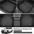 Powerty Floor Mats for 2021-2025 2026 Jeep Grand Cherokee L 6 Seats Accessories All Weather Floor Liner 3D TPE 3rd Row Floor Mat Heavy-Duty Floor Liners