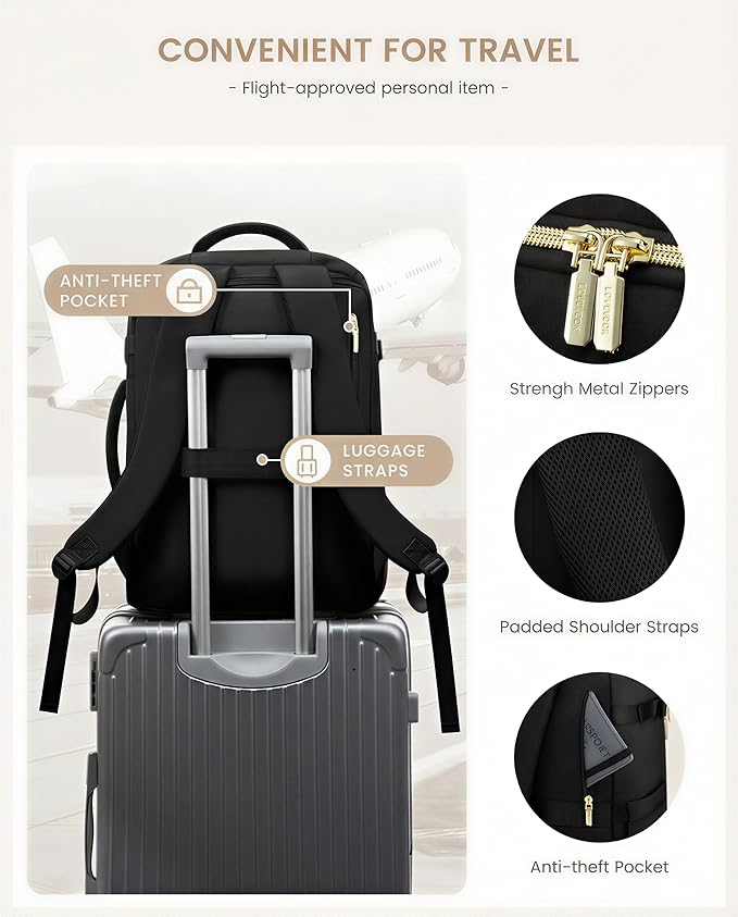 LOVEVOOK 40L Travel Backpack Carry on Flight Approved, Personal Item Bag with 3 Packing Cubes, Travel Backpack for Women Fits