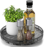 Marble Lazy Susan Turntable for Table Top – 10” Round Ancient Wood Grain Marble Tray Organizer for Dining Table, Kitchen Coun