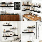 Solid Wood Floating Wall Shelves, Wall Mounted Display Bookshelf for Bedroom, Bathroom, Kitchen, Living Room, Decor Wall,Set 
