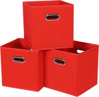 Black Fabric Cubby Storage Bins,13x13x13 Inches,Cube Organizer Bin Foldable Storage Boxes with Dual Handles Fabric Organizer 