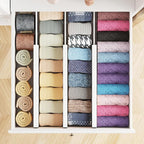 SpaceAid Bamboo Dresser Drawer Dividers 6 Pack, (Need 4.65" Deep Drawer) Adjustable 12.5“-17” Organizers, Expandable Organiza