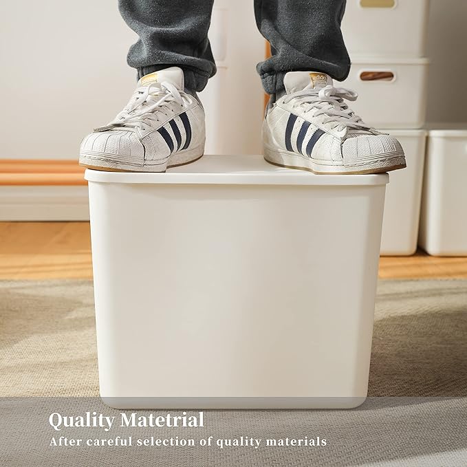 Yishyfier Plastic Storage Baskets Bins Boxes With Lids,Organizing Container White Storage Organizer Bins For Shelves Drawers 