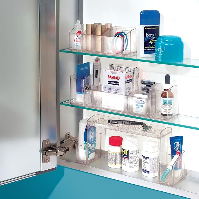 iDesign - 43130 Med+ Plastic High Rise Bathroom Medicine Cabinet Organizer, for Vanity, Prescriptions, Toothbrushes, Toothpas