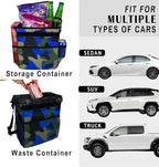 Cute Car Trash Can with Lid – Multipurpose Collapsible Trash Bin for Car, Leak-Proof Organizer, Waterproof Garbage Can with Storage Pockets & Adjustable Straps, 2 Gallons (Camo Blue)